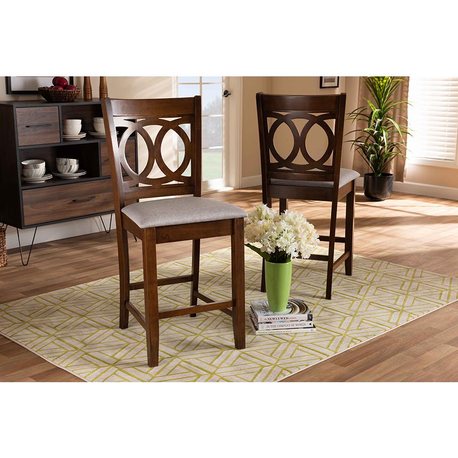 Walnut Brown Finished Wood 2-Piece Counter Height Pub Chair Set. Picture 6