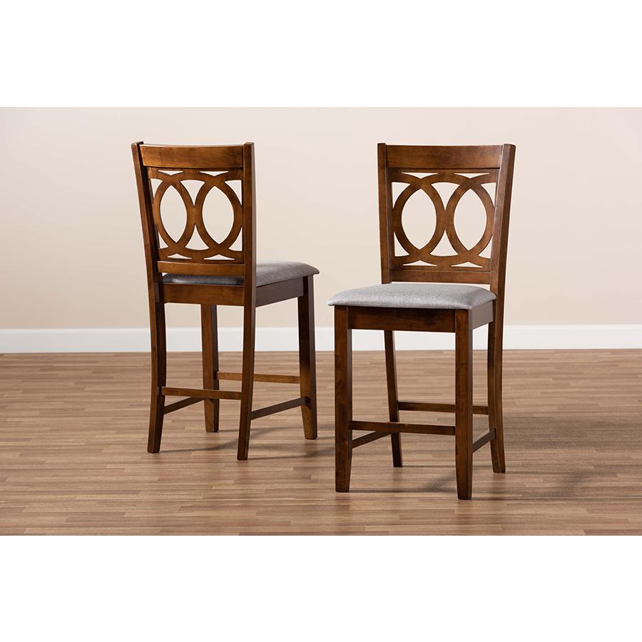 Walnut Brown Finished Wood 2-Piece Counter Height Pub Chair Set. Picture 7