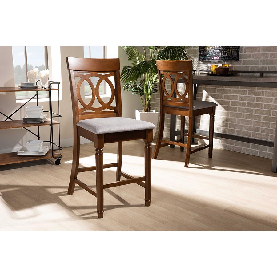 Walnut Brown Finished Wood 2-Piece Counter Height Pub Chair Set. Picture 6