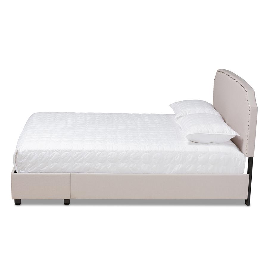 Baxton Studio Larese Beige Fabric Upholstered 2-Drawer Queen Size Platform Storage Bed. Picture 3