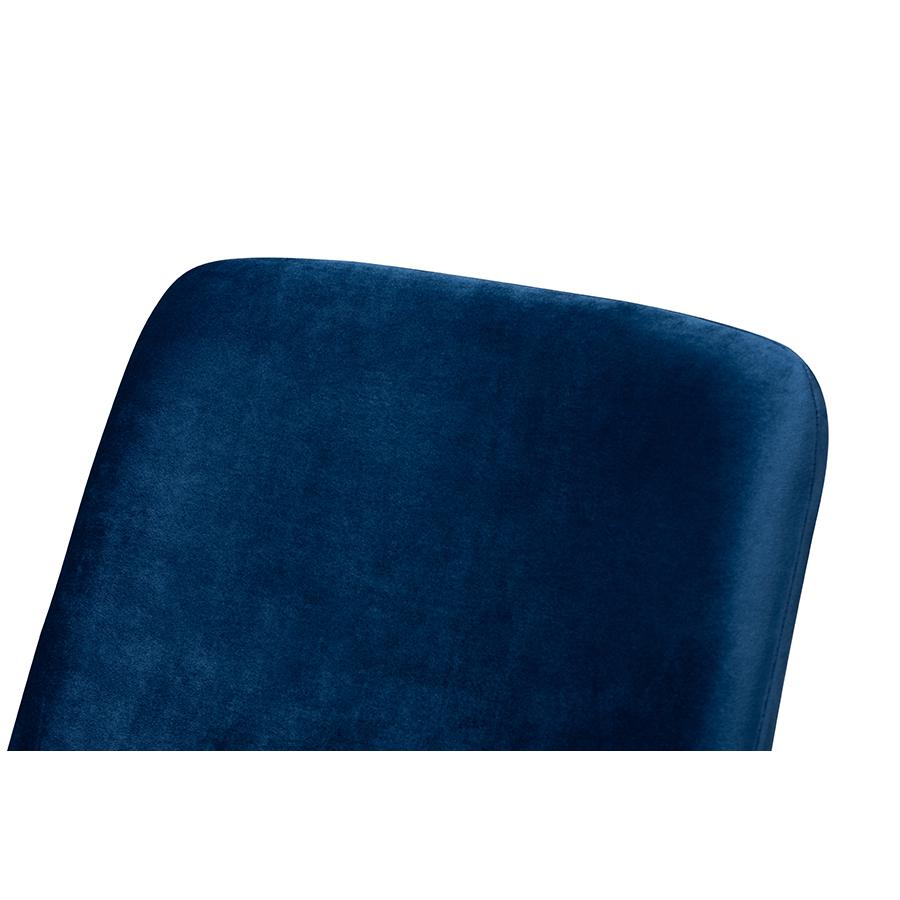 Baxton Studio Sennet Glam and Luxe Navy Blue Velvet Fabric Upholstered Gold Finished Armchair. Picture 6