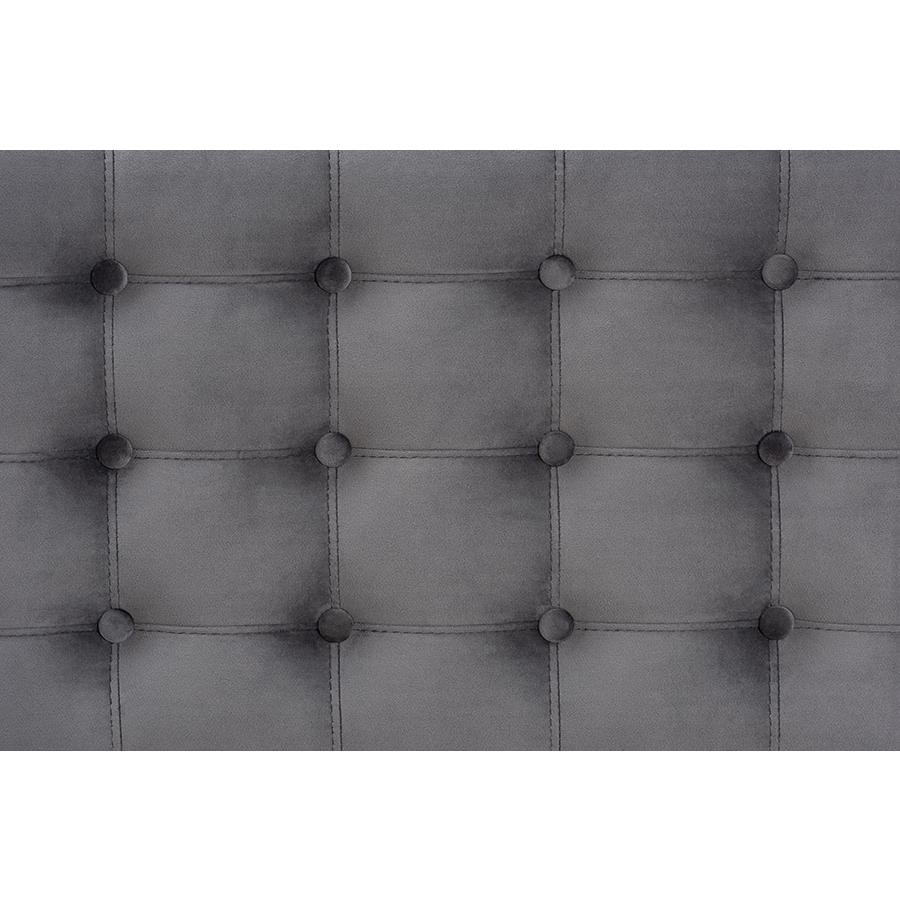 Baxton Studio Kaylee Modern and Contemporary Grey Velvet Fabric Upholstered Button-Tufted Storage Ottoman Bench. Picture 7