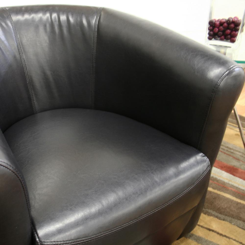 Julian Black Brown Faux Leather Club Chair with 360 Degree Swivel. Picture 1