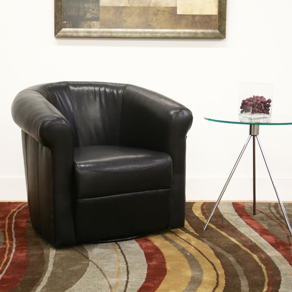 Black Brown Club Chair with 360 Degree Swivel. Picture 3