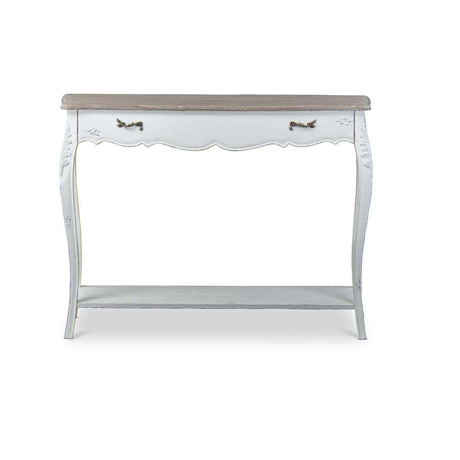 Bourbonnais Wood Traditional French Console Table White/Light Brown. Picture 3
