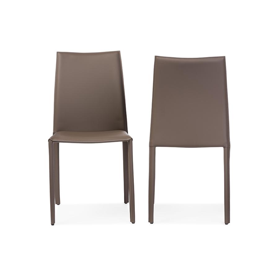 Taupe Bonded Leather Upholstered Dining Chair. Picture 1