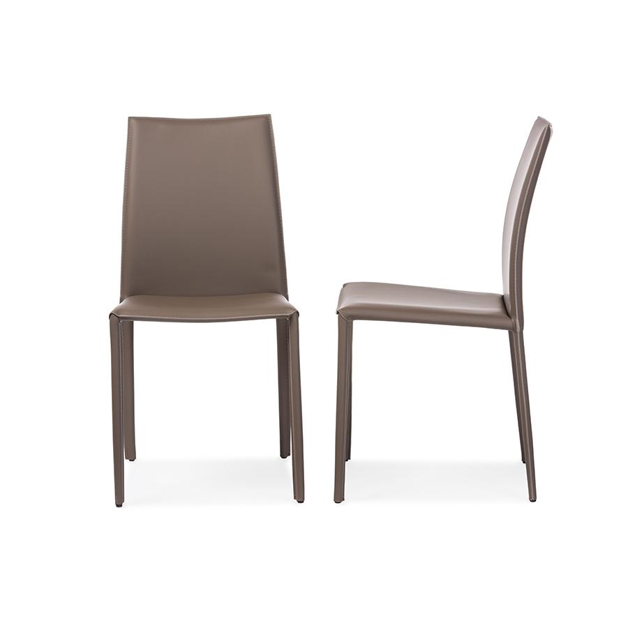 Taupe Bonded Leather Upholstered Dining Chair. Picture 2
