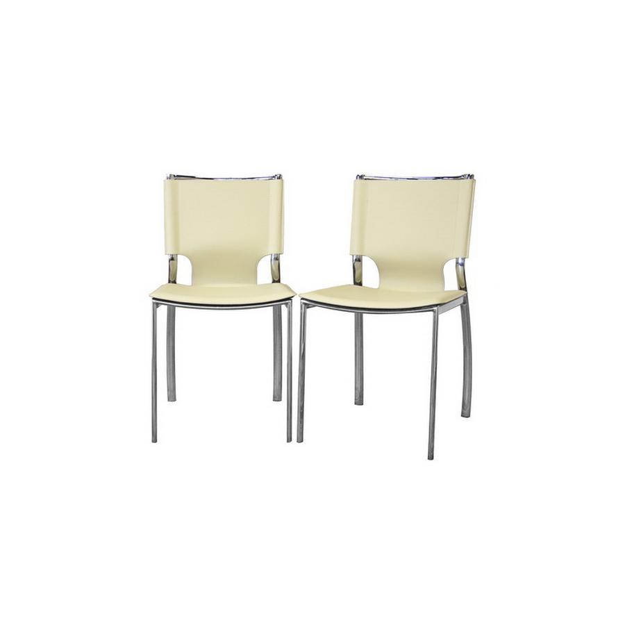 Baxton Studio Montclare Ivory Leather Modern Dining Chair (Set of 2). Picture 1