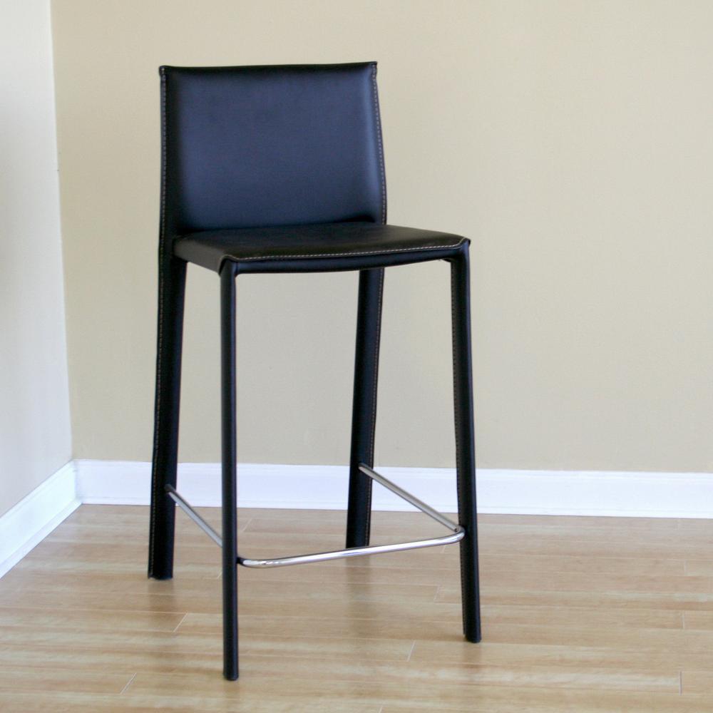 Crawford Black Leather Counter Height Stool. Picture 2