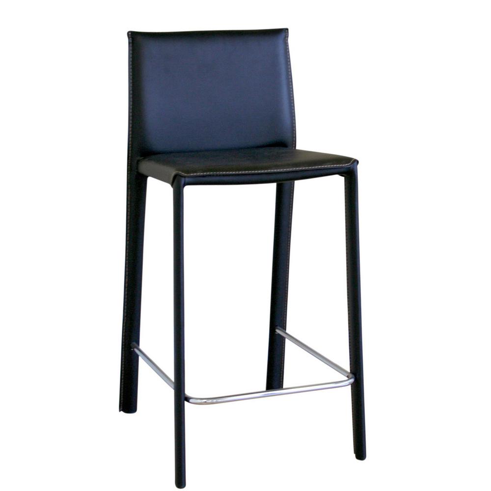 Crawford Black Leather Counter Height Stool. The main picture.