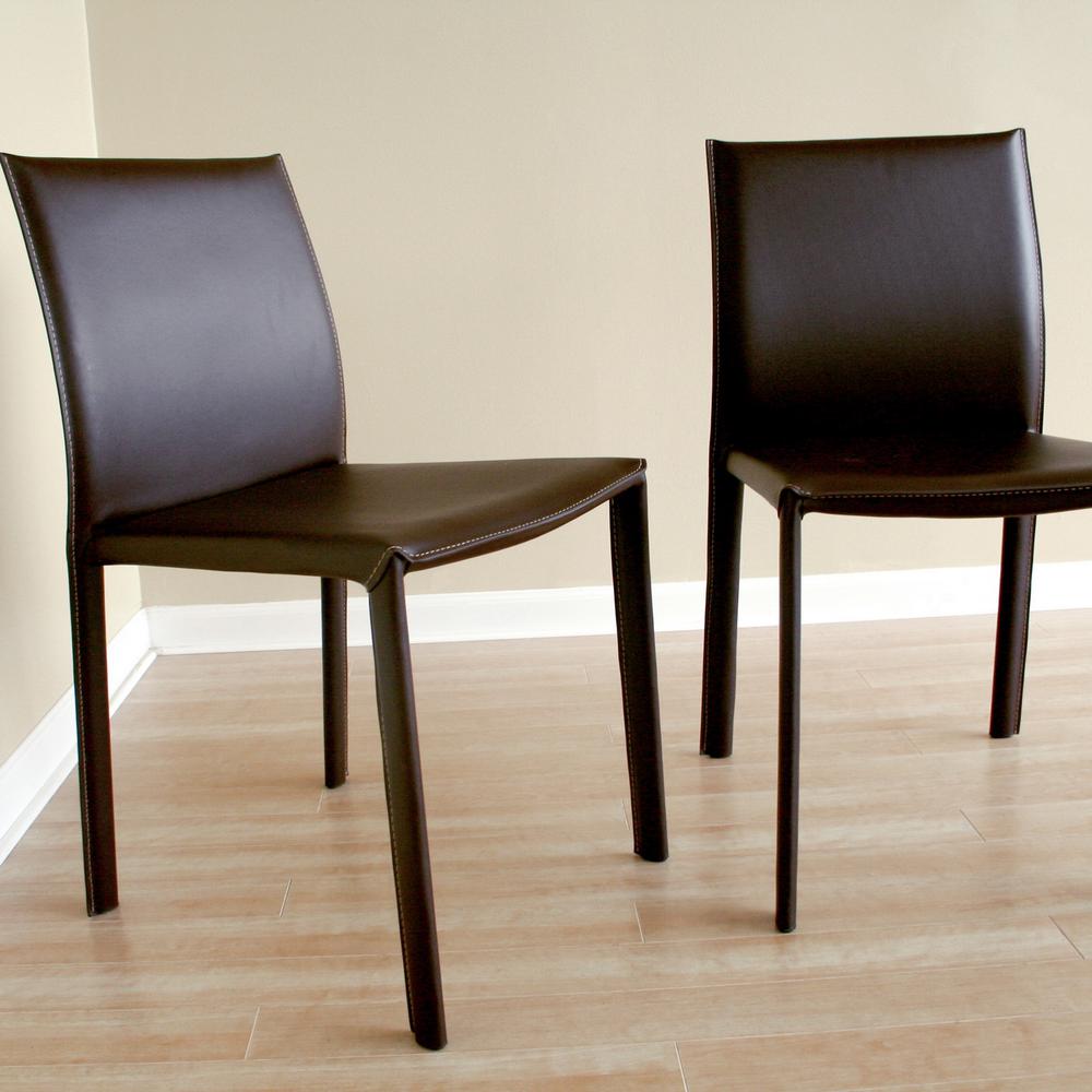 Baxton Studio Brown Leather Bar Stool (Set of 2). Picture 2