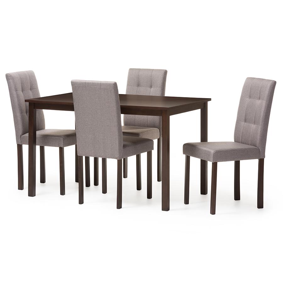 5-Piece Grey Fabric Upholstered Grid-tufting Dining Set. Picture 2