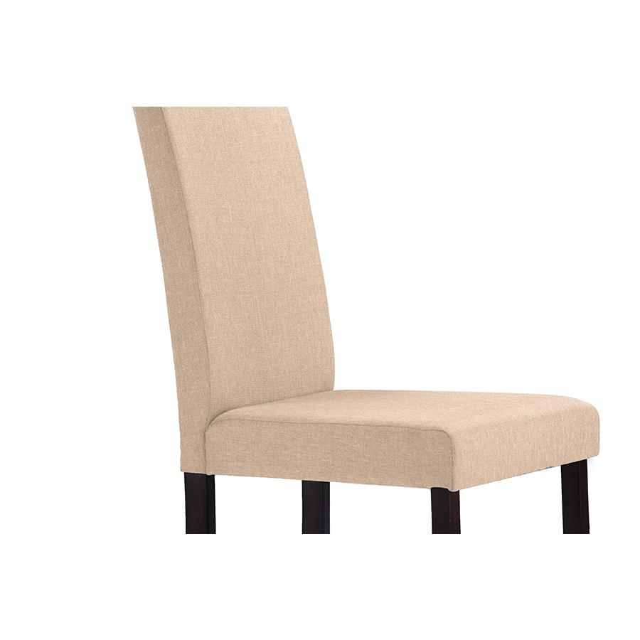 Andrew Contemporary Espresso Wood Beige Fabric Dining Chair (Set of 4). Picture 3