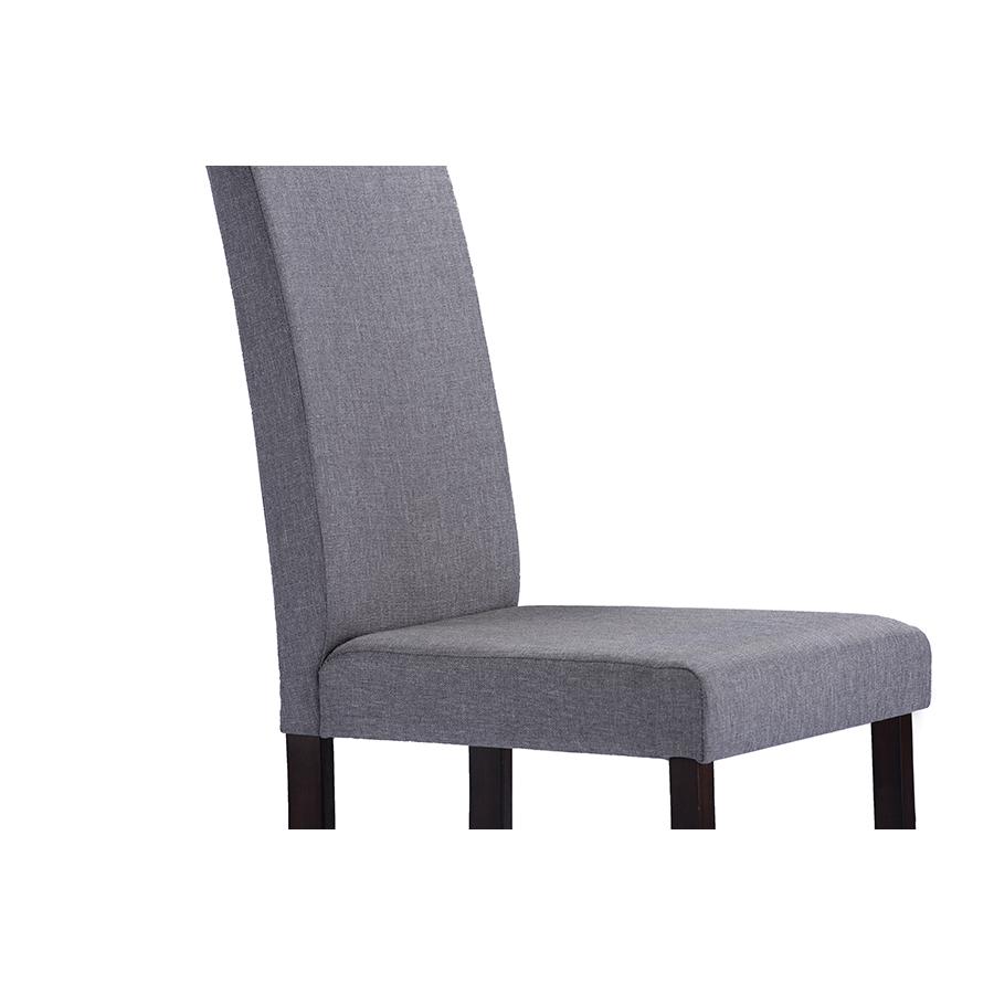 Andrew Contemporary Espresso Wood Grey Fabric Dining Chair (Set of 4). Picture 3