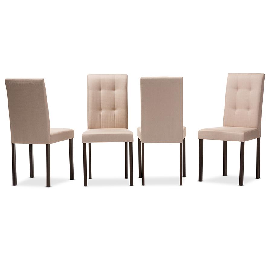 Beige Fabric Upholstered Grid-tufting Dining Chair (Set of 4). Picture 2