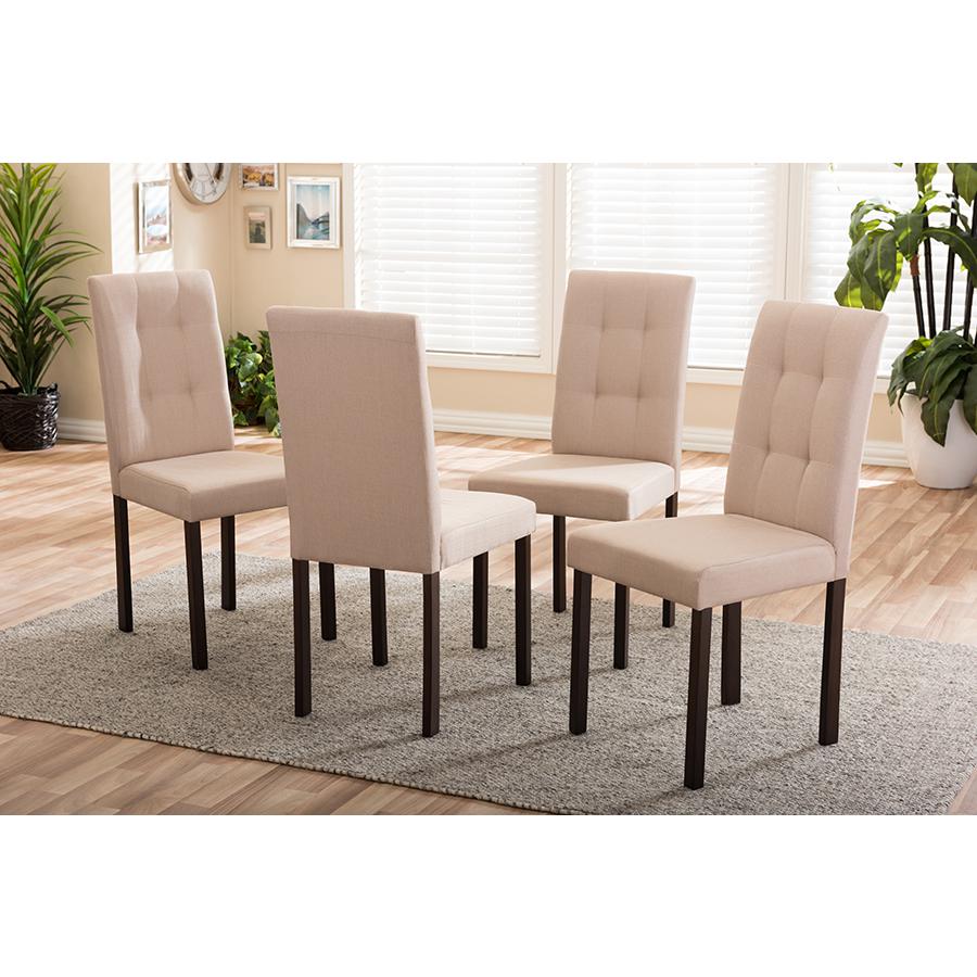 Beige Fabric Upholstered Grid-tufting Dining Chair (Set of 4). Picture 1