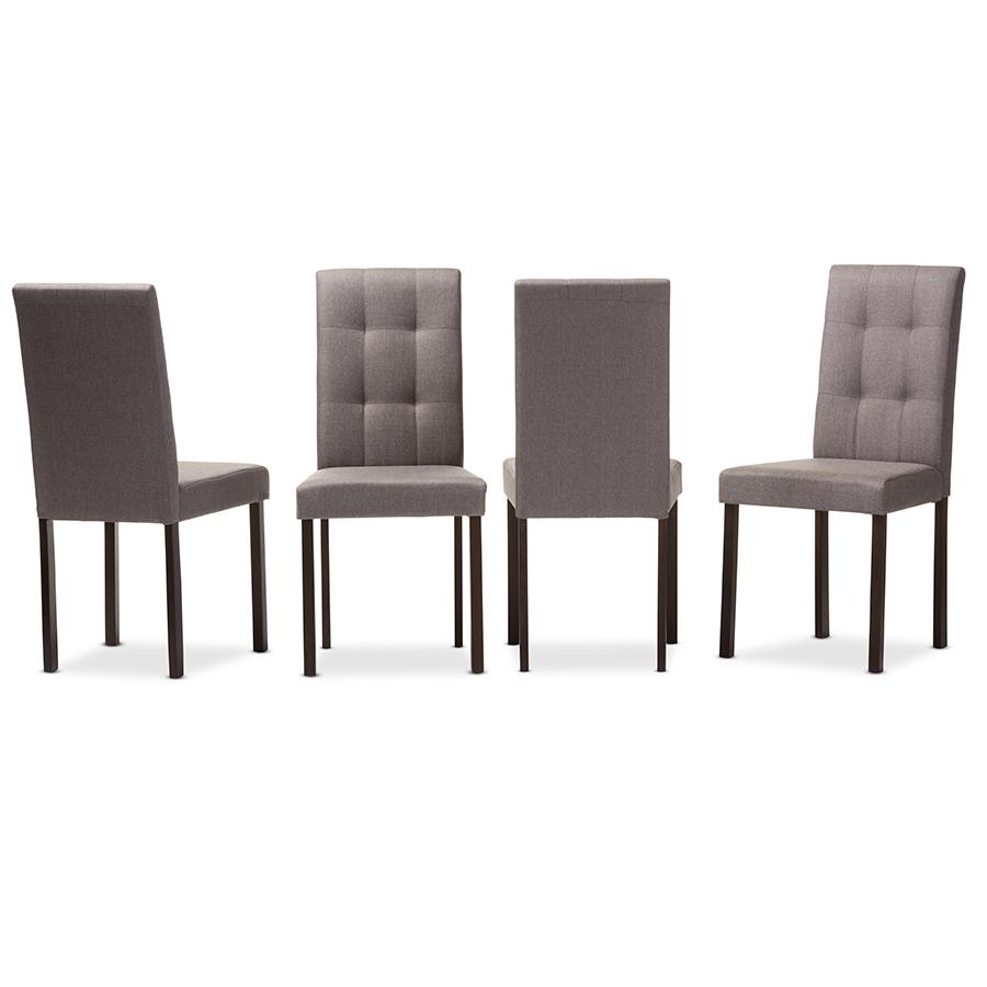 Grey Fabric Upholstered Grid-tufting Dining Chair (Set of 4). Picture 2