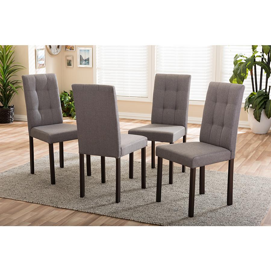Grey Fabric Upholstered Grid-tufting Dining Chair (Set of 4). Picture 1