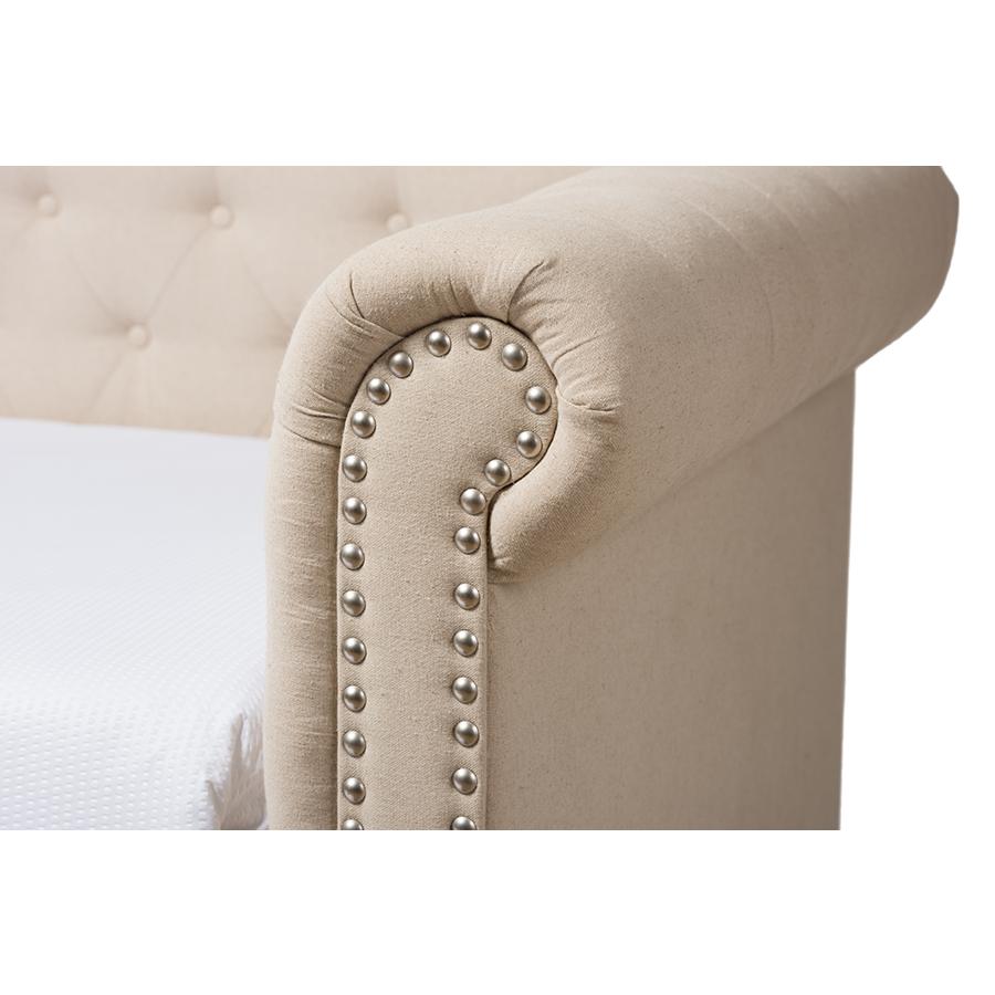 Baxton Studio Mabelle Modern and Contemporary Beige Fabric Trundle Daybed. Picture 7
