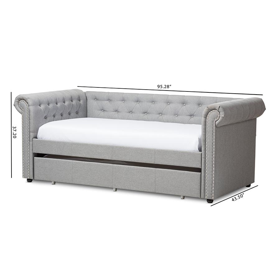 Baxton Studio Mabelle Modern and Contemporary Grey Fabric Trundle Daybed. Picture 14
