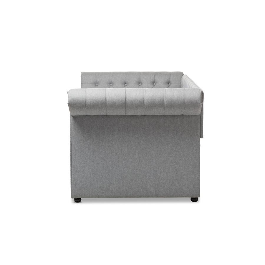 Baxton Studio Mabelle Modern and Contemporary Grey Fabric Trundle Daybed. Picture 3