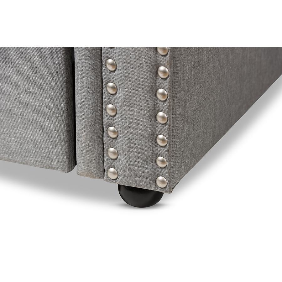Baxton Studio Mabelle Modern and Contemporary Grey Fabric Trundle Daybed. Picture 8