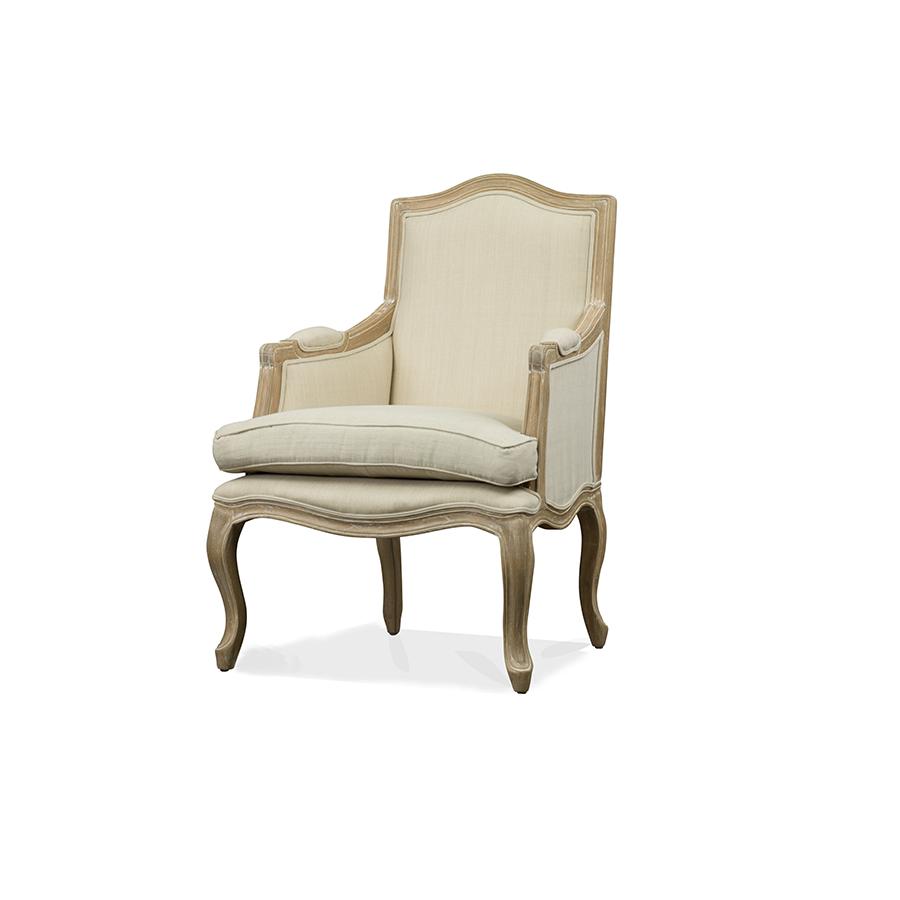Nivernais Wood Traditional French Accent Chair Beige/Light Brown. The main picture.