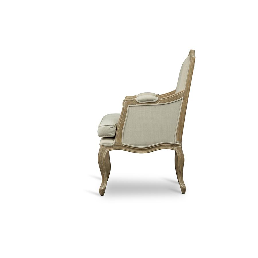 Nivernais Wood Traditional French Accent Chair Beige/Light Brown. Picture 3