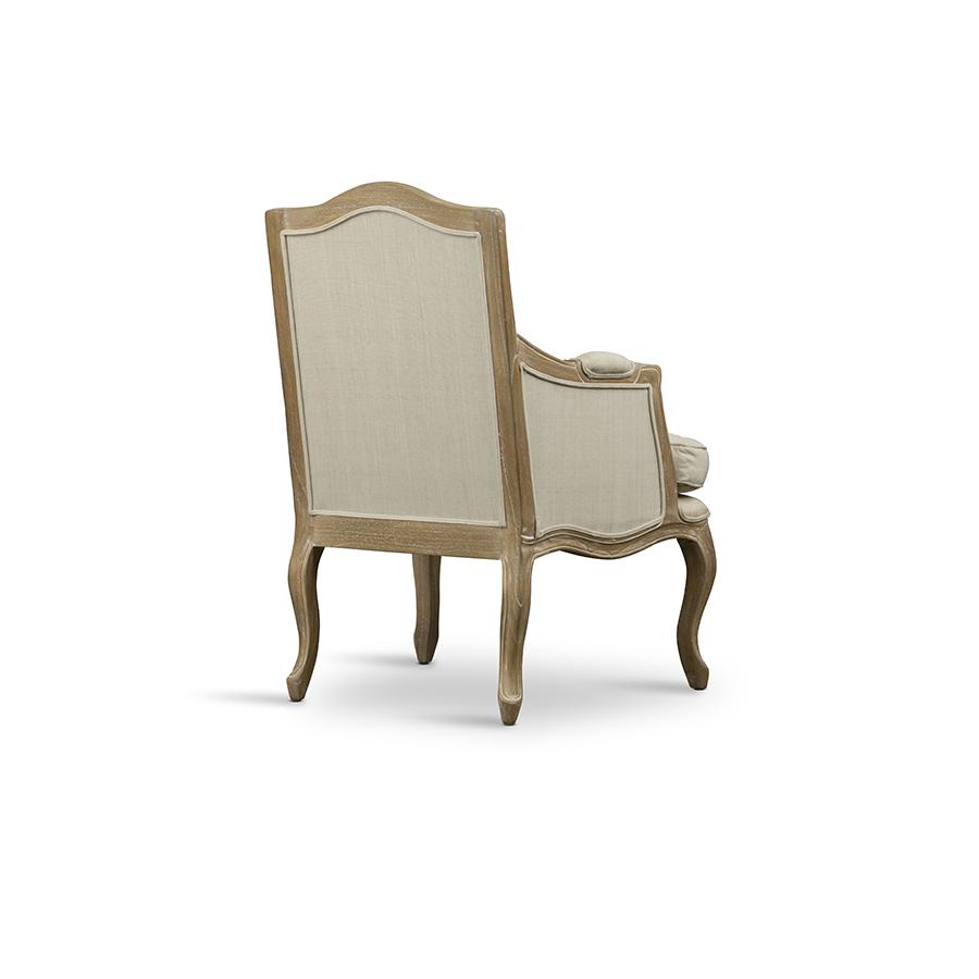 Nivernais Wood Traditional French Accent Chair Beige/Light Brown. Picture 4