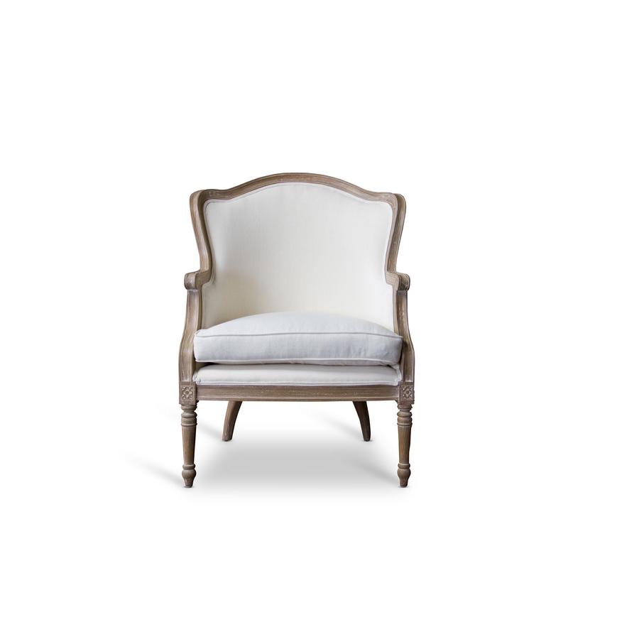 Charlemagne Traditional French Accent Chair—Oak White. Picture 2