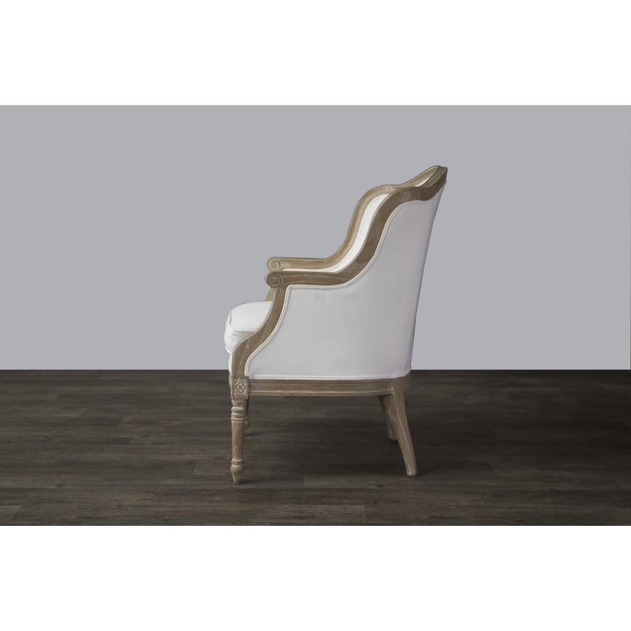 Charlemagne Traditional French Accent Chair—Oak White. Picture 4