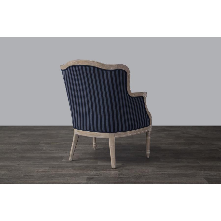 Baxton Studio Charlemagne Traditional French Black and Grey Striped Accent Chair. Picture 4