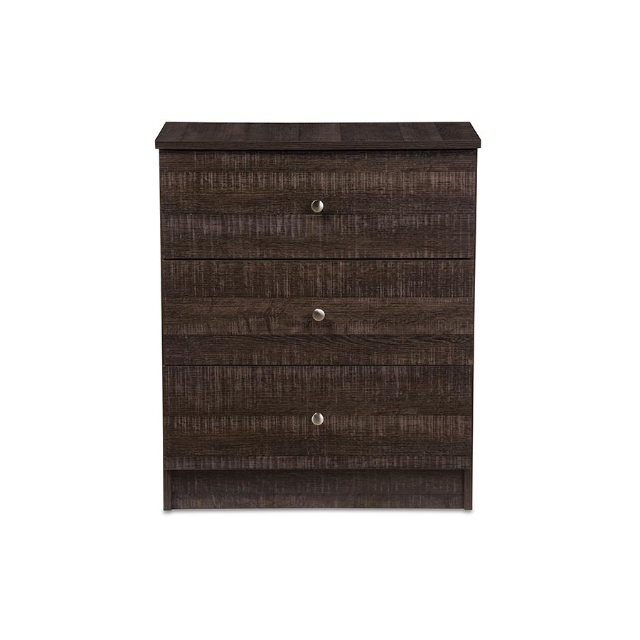 Decon Modern and Contemporary Espresso Brown Wood 3-Drawer Storage Chest. Picture 6