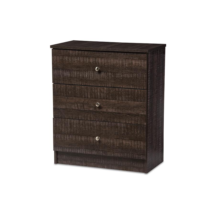Decon Modern and Contemporary Espresso Brown Wood 3-Drawer Storage Chest. Picture 1
