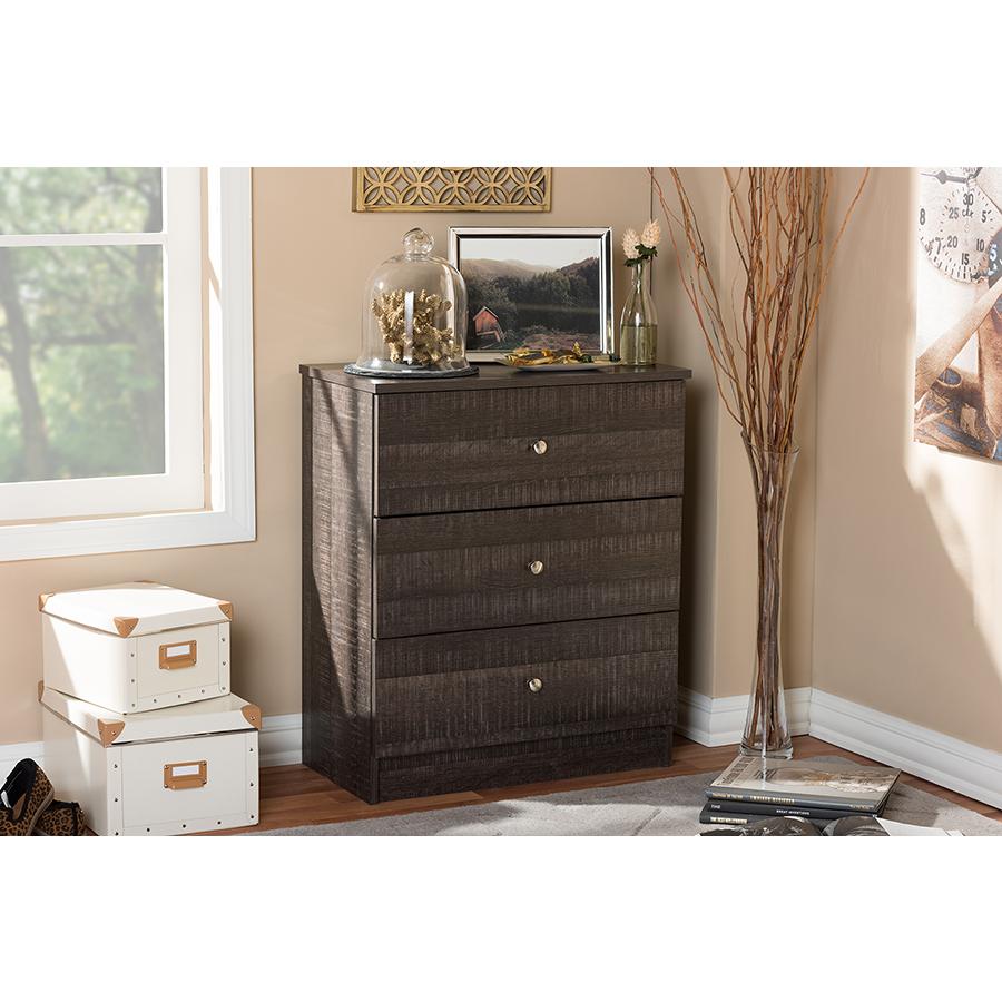 Decon Modern and Contemporary Espresso Brown Wood 3-Drawer Storage Chest. Picture 5