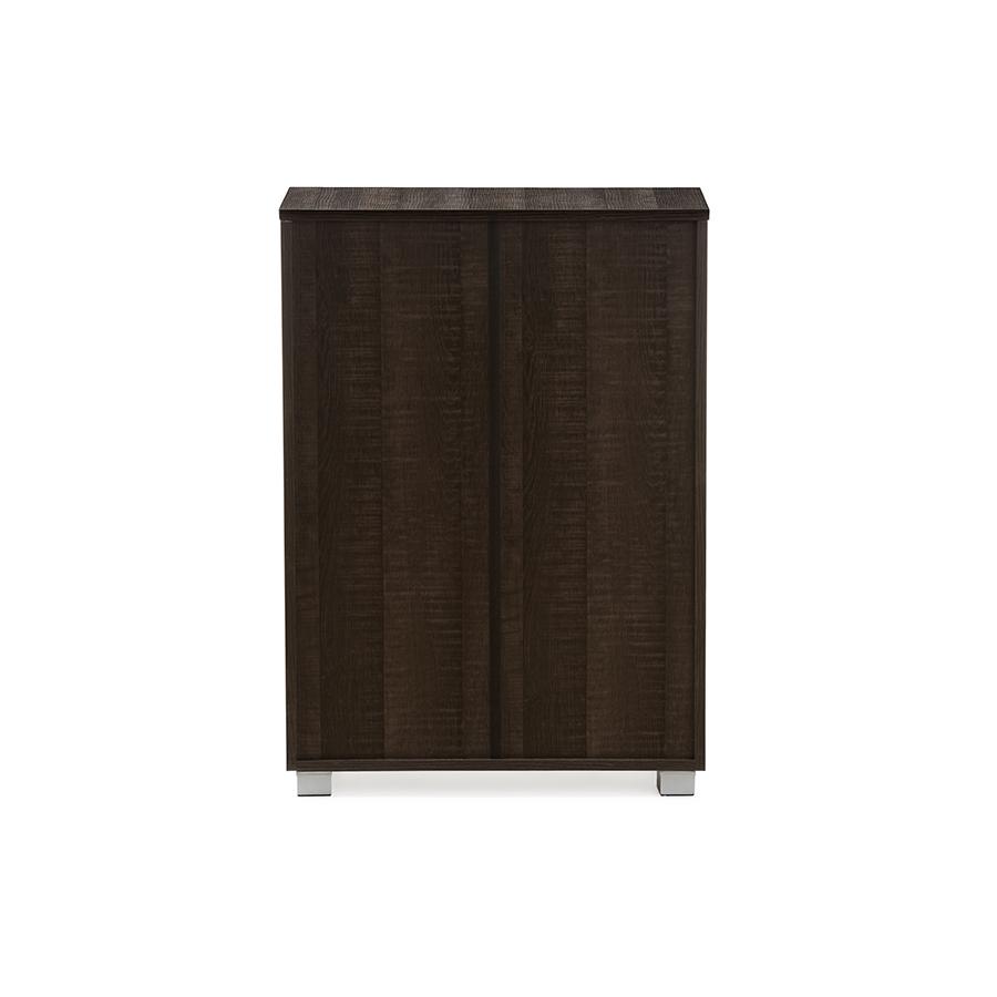 Dark Brown Multipurpose Storage Cabinet Sideboard with Two Class Doors. Picture 4