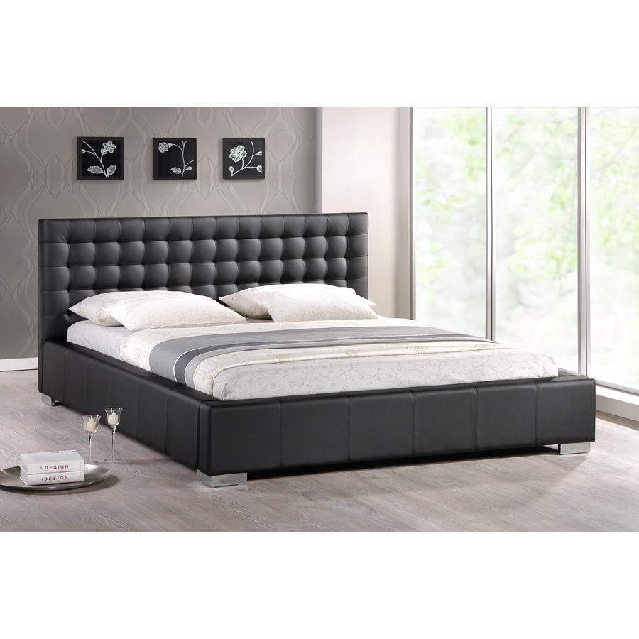 Black Bed with Upholstered Headboard (Queen Size). Picture 1