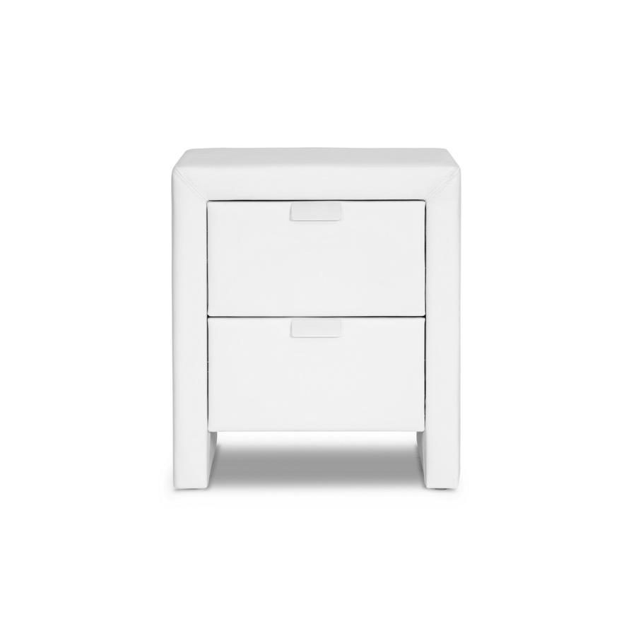 Baxton Studio Frey White Upholstered Modern Nightstand. Picture 1