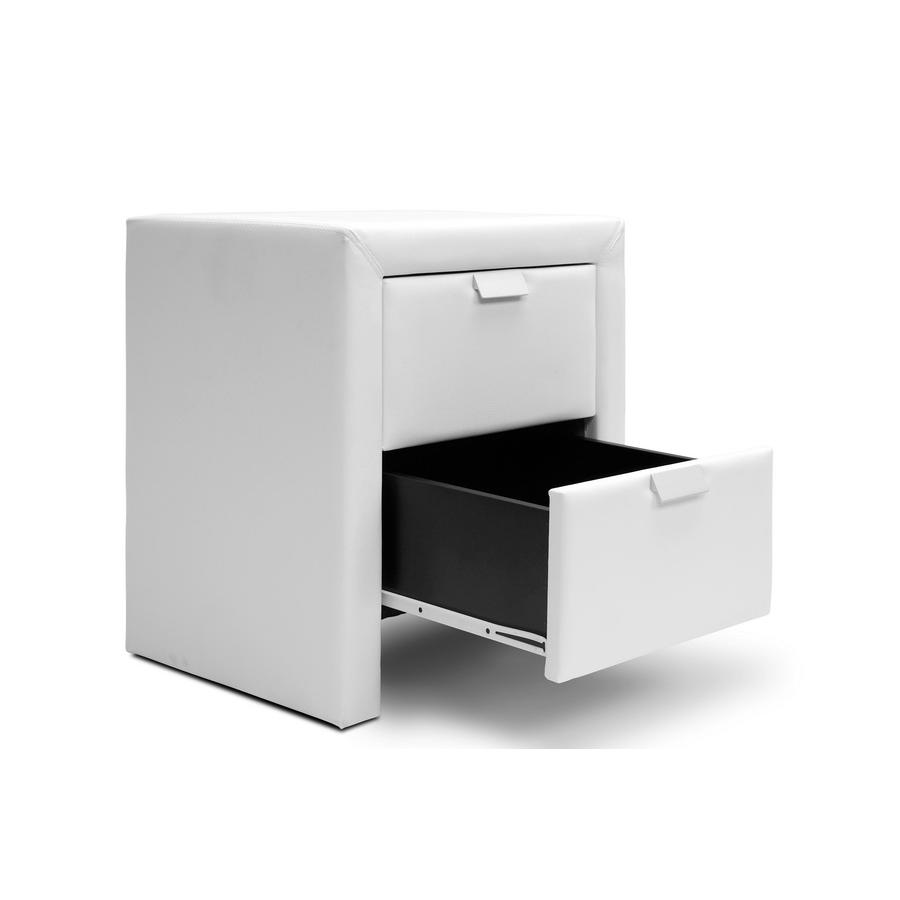 Baxton Studio Frey White Upholstered Modern Nightstand. Picture 3