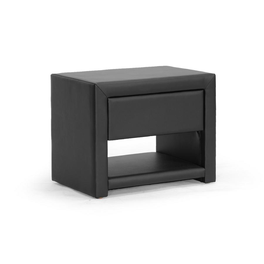 Black Upholstered Nightstand. Picture 1