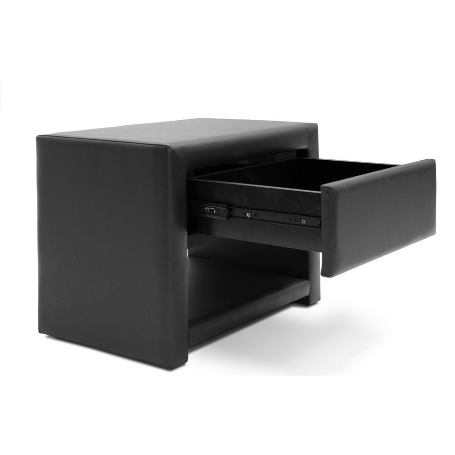 Black Upholstered Nightstand. Picture 3