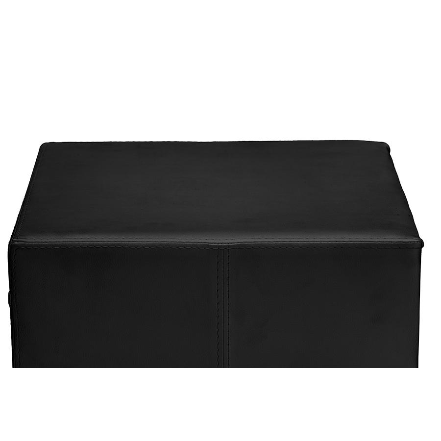 Dorian Black Faux Leather Upholstered Modern Nightstand. Picture 2
