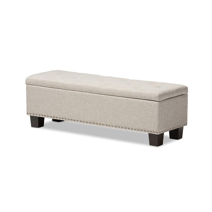 Button-Tufting Storage Ottoman Bench. Picture 1