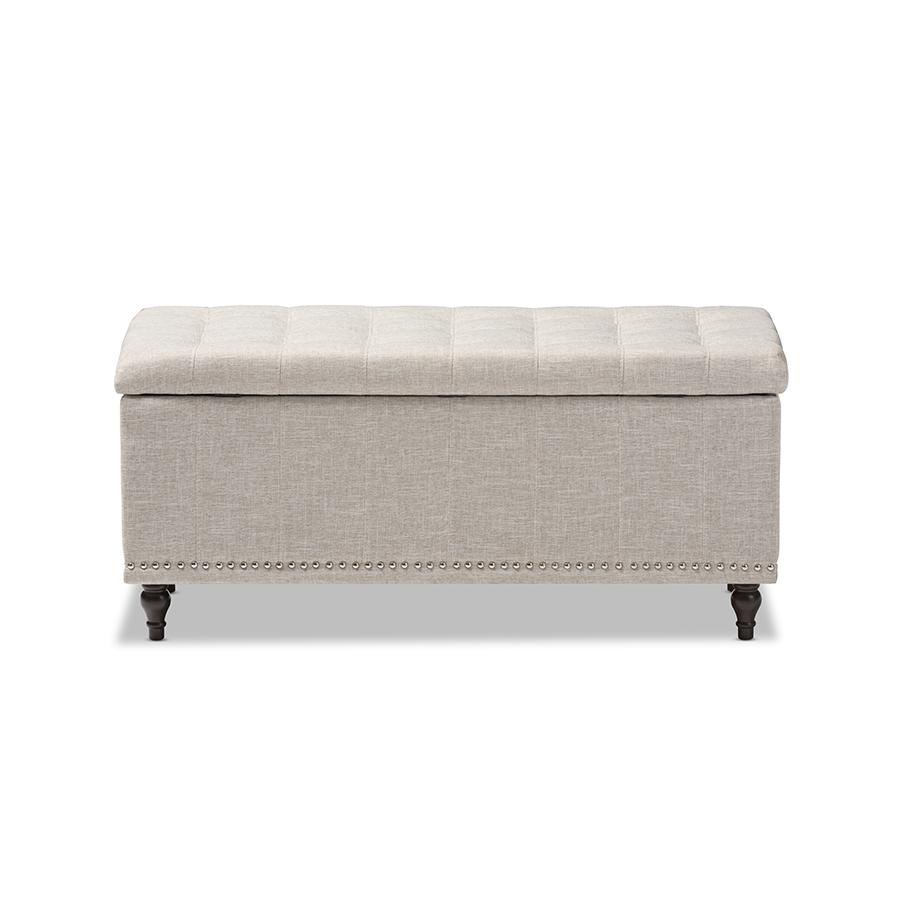Classic Beige Fabric Upholstered Button-Tufting Storage Ottoman Bench. Picture 5