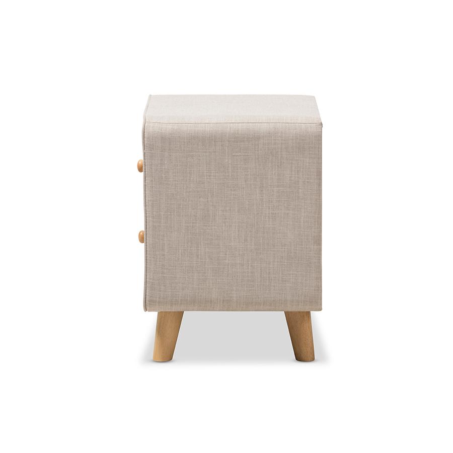 Jonesy Linen Upholstered 2-Drawer Nightstand. Picture 3