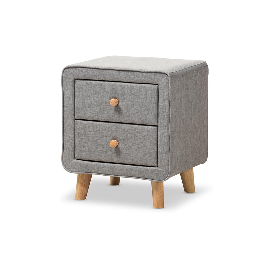 Grey 2-Drawer Nightstand. Picture 1