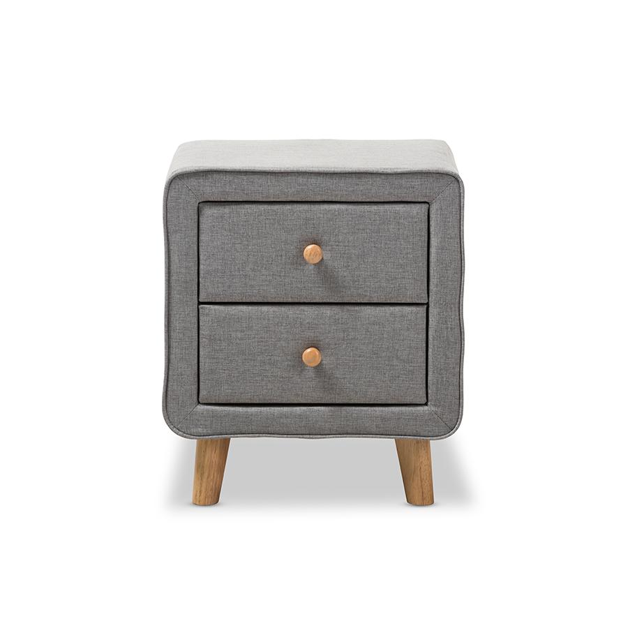 Grey 2-Drawer Nightstand. Picture 2