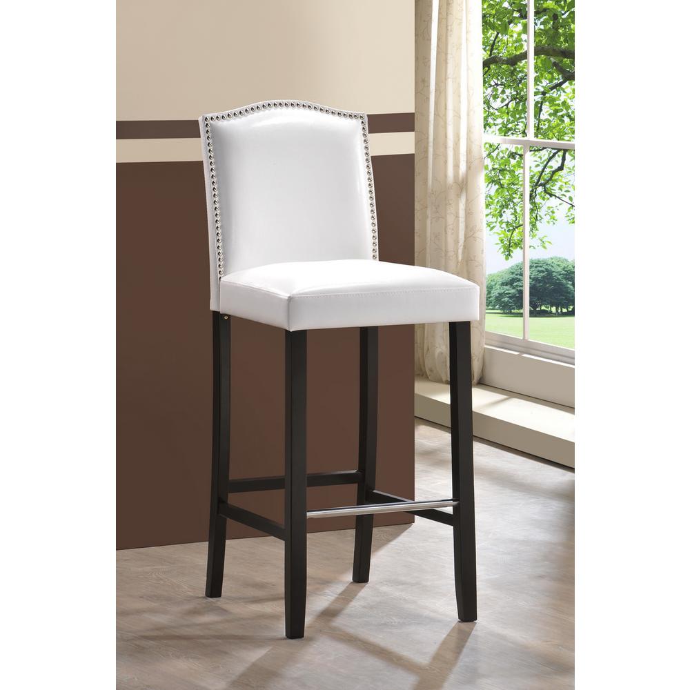 Libra White Modern Bar Stool with Nail Head Trim. Picture 4