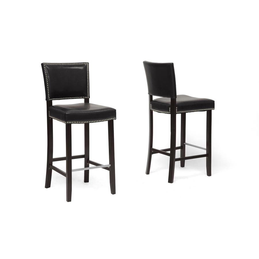 Aries Black Modern Bar Stool with Nail Head Trim. Picture 1