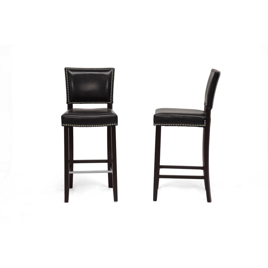 Aries Black Modern Bar Stool with Nail Head Trim. Picture 2